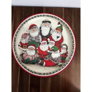 Santa Reunion Metal Serving Tray Potpourri Press  Christmas Vintage 1994